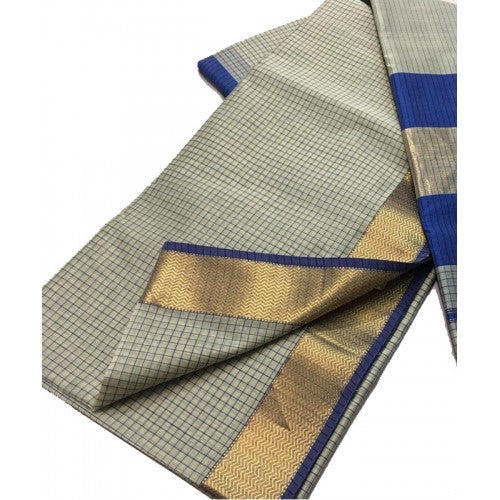 Handloom Maheshwar Zari Border Beautiful Grey Saree For Women