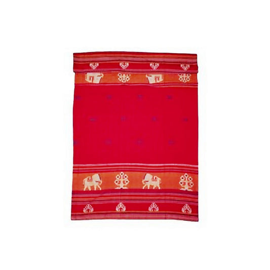 Maroon Extra Weft Handwoven Double Bed Cover