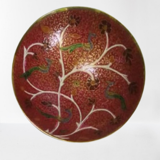 Maroon Fruit Bowl Meena Work (7.5 Inch)