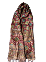 Maroon printed Tussar Dupatta