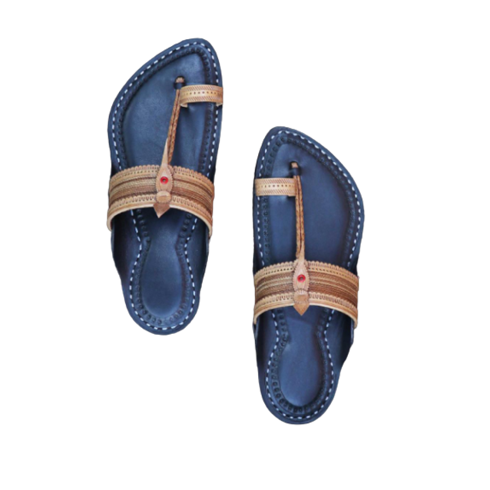 Men - Black & Gold Chappal