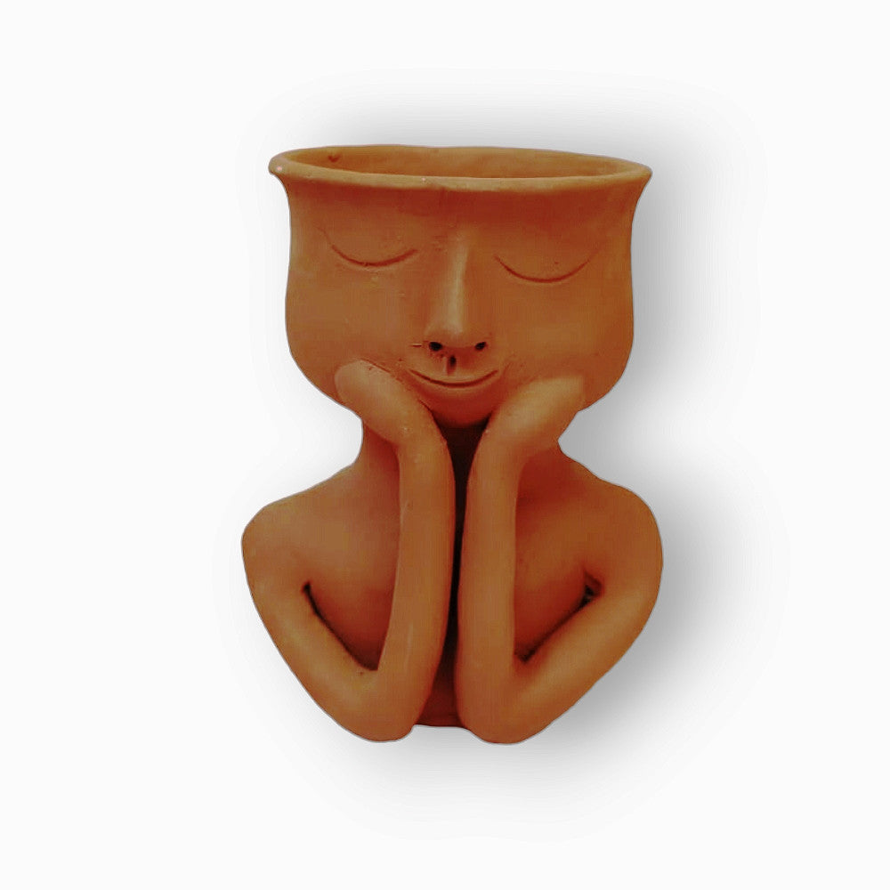 Men Planter Clay Terracotta Of Molela Art