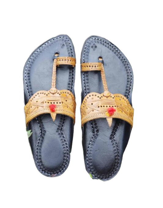 Men - Yellow & Black Chappal