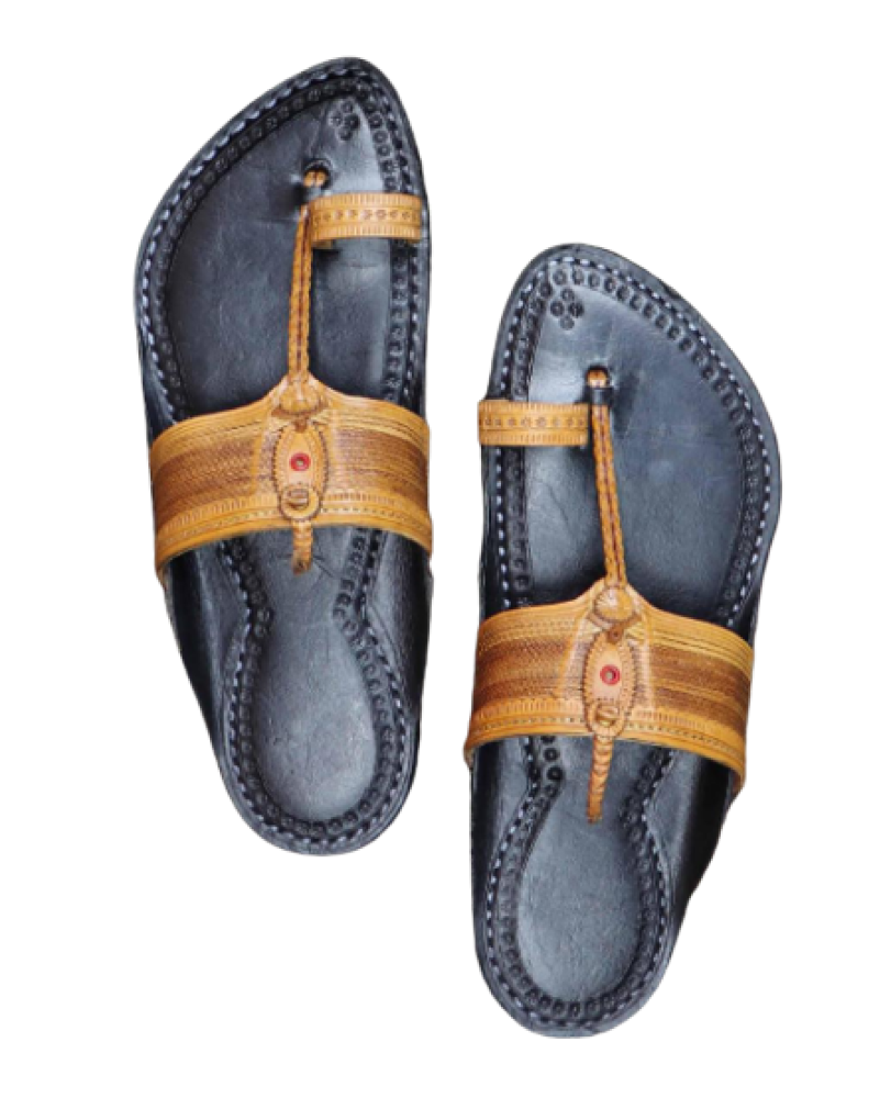 Men - Yellow & Black Chappal (I)