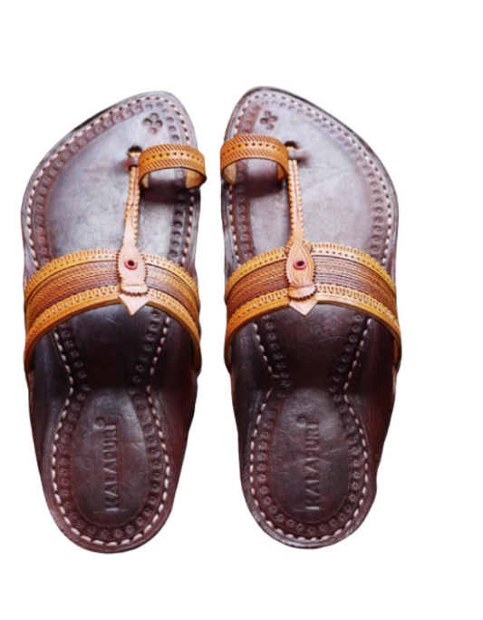 Men - Yellow & Brown Chappal (V)
