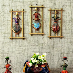 Metal Lady Musician Lady Set Of 3 Frames