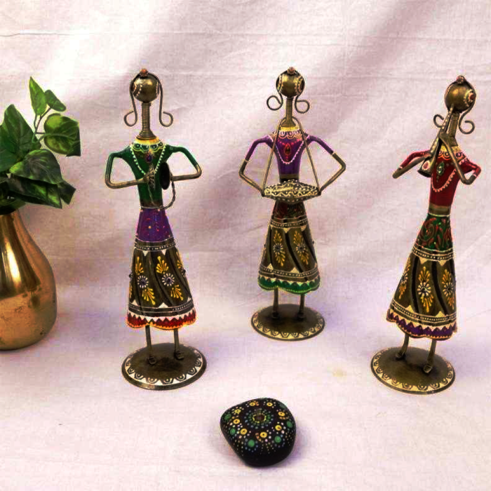 Metal Lady Musicians Set Of 3