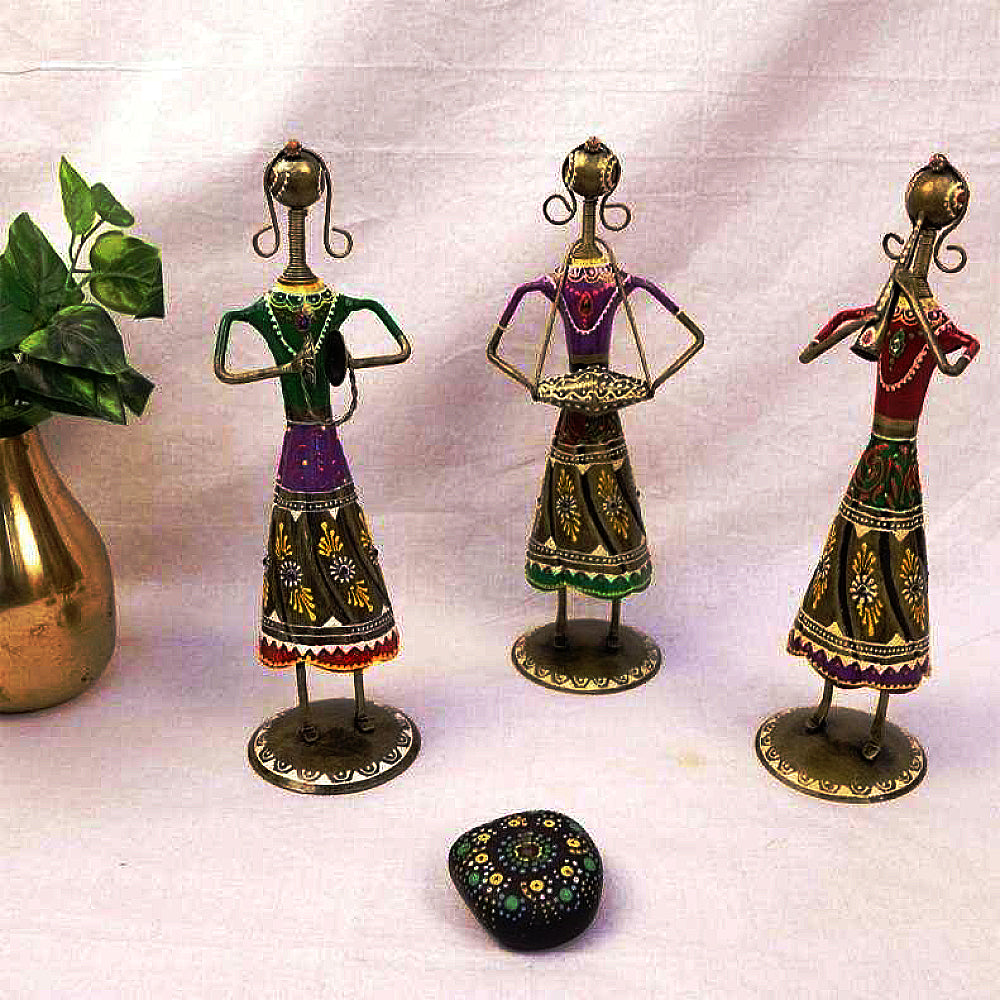 Metal Lady Musicians Set Of 3