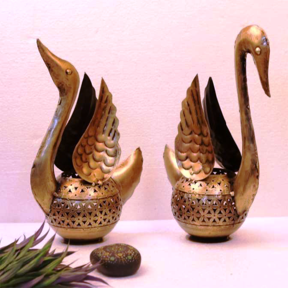 Metallic Iron Ducks Set Of 2