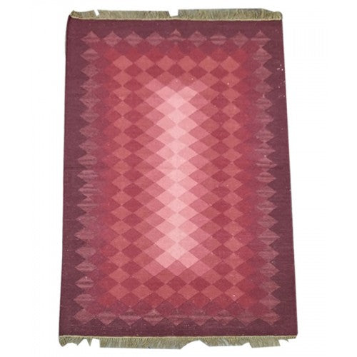 Light Weight Red Colour Handmade Pure Wool Cotton Mirzapur Dari (4 x 6 Ft).