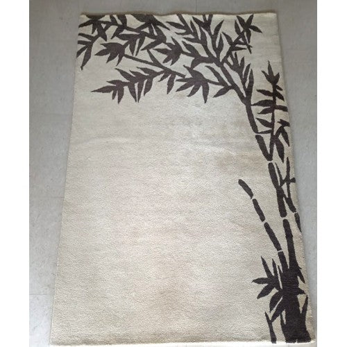 Latest Hand Tufted White Colour Design Pure Wool Cotton Mirzapur Dari (5 x 8 Ft).