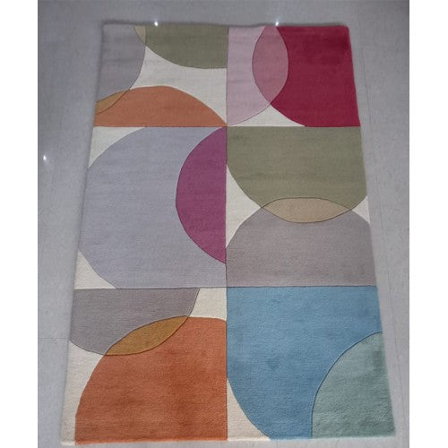 Hand Tufted Multicolour Pure Wool Cotton Mirzapur Dari (5 x 8 Ft).