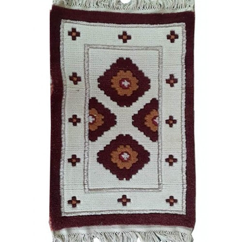 Traditional Authentic Mirzapur Handmade Natraj Galaicha White Carpet With Floral Pattern