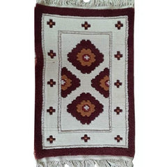 Traditional Authentic Mirzapur Handmade Natraj Galaicha White Carpet With Floral Pattern