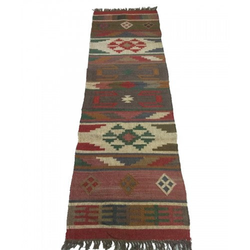 Hand Tufted Multicolour Pure Wool Cotton Mirzapur Dari (8 X 5 Ft)