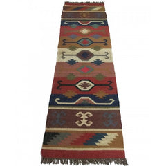 Hand Tufted Multicolour Pure Wool Cotton Mirzapur Dari For Home Decor/Living Room (8 X 5 Ft)