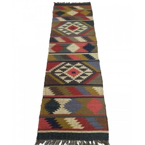 Multicolour Hand Tufted Pure Wool Cotton Mirzapur Dari For Home Decor/Living Room (8 X 5 Ft)