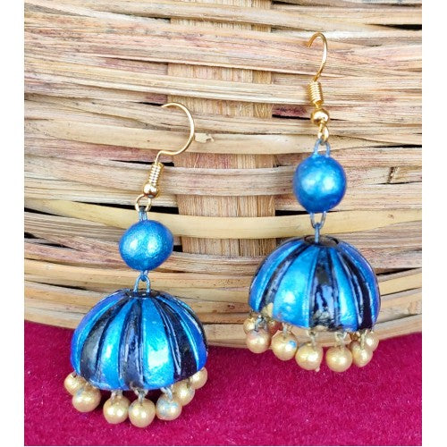 Molela Terracotta Clay Beautiful Blue Earrings for Classic Women
