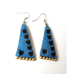 Pure Handmade Molela Terracotta Clay Beautiful Blue Colour Earrings for Classic Women