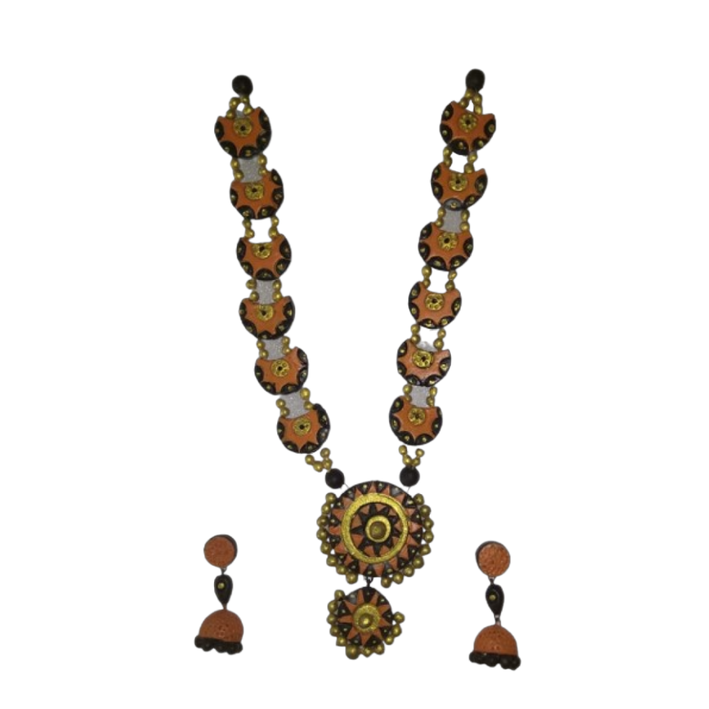 Molela Terracotta Yellow Clay Beautiful Necklace