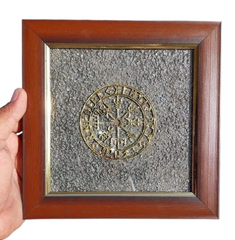 Money magnet pyrite dust plate with wooden frame