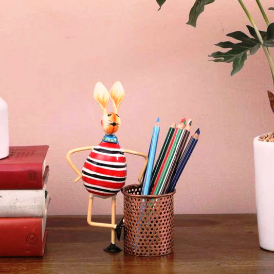 Multi Colour Hand Painted Rabbit Pen Stand