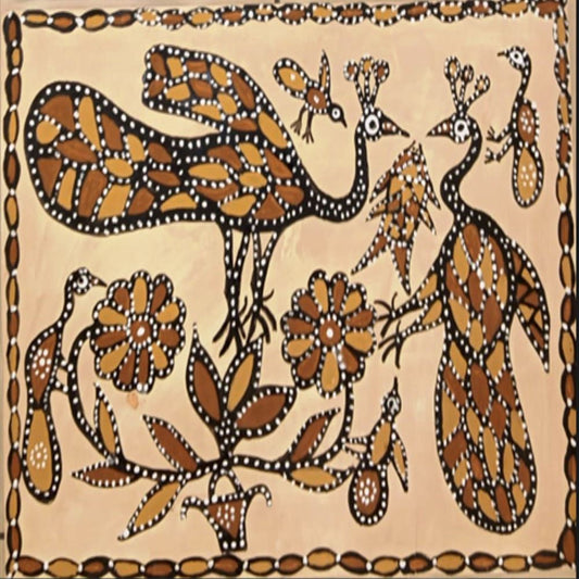 Multi colour Peacock Khovar Painting