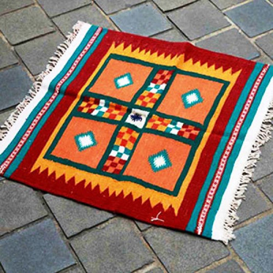 Multicolored Handmade Cotton Navalgund Durrie