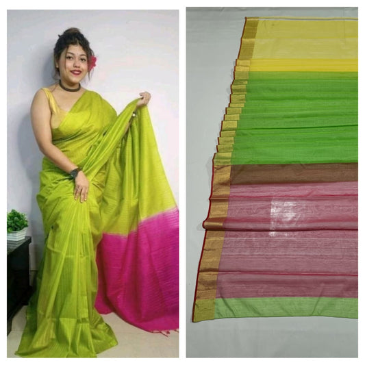 Multicolour Chanderi Silk Saree