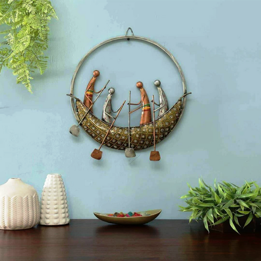 Multicolour Iron Boat Wall Art