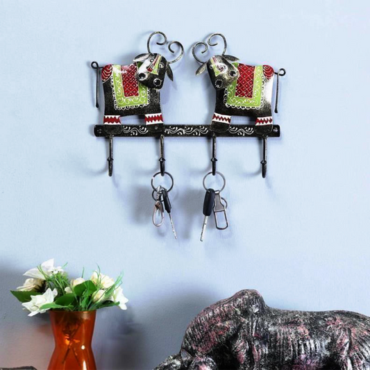 Multicolour Iron Cow Key Holder