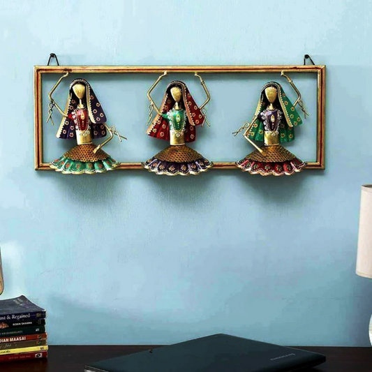 Multicolour Iron Painted Dancing Doll Wall Art