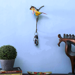 Multicolour Iron Wall Bird 2 Key Holder