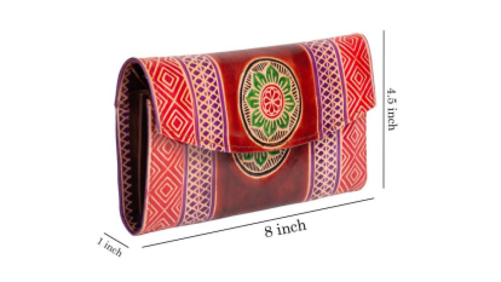 Multicolour Leather Hand Purse With 7 Compartments