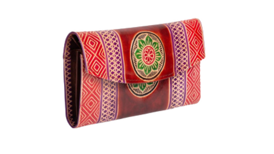 Multicolour Leather Hand Purse With 7 Compartments
