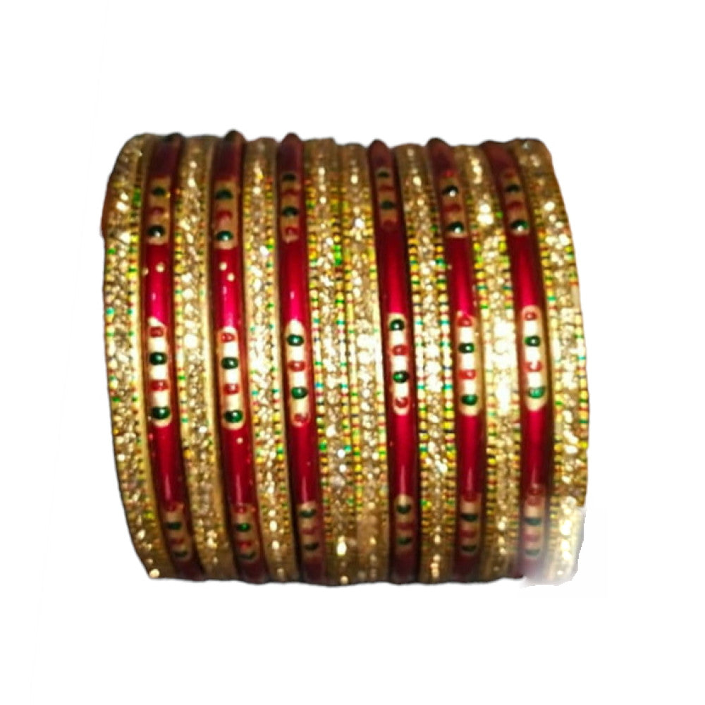 Muzaffarpur Beautiful Golden Red Set Lac Bangles