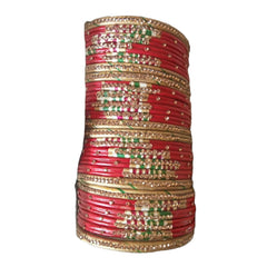 Muzaffarpur Beautiful Stone Red Set Lac Bangles
