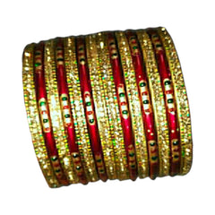 Muzaffarpur Fancy Golden Maroon Lac Bangles Set