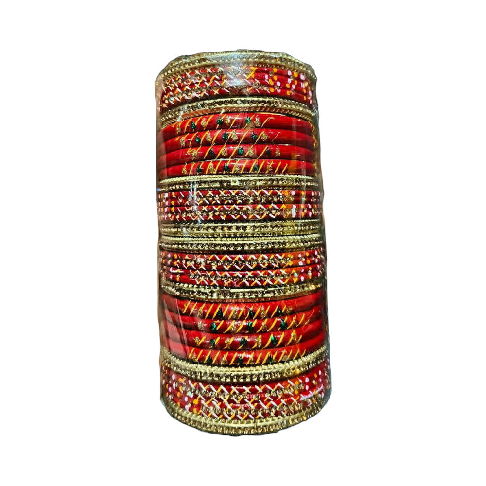 Muzaffarpur Fancy Golden Multi Stone Lac Bangles Set
