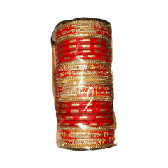 Muzaffarpur Fancy Golden & Red Lac Bangles Set