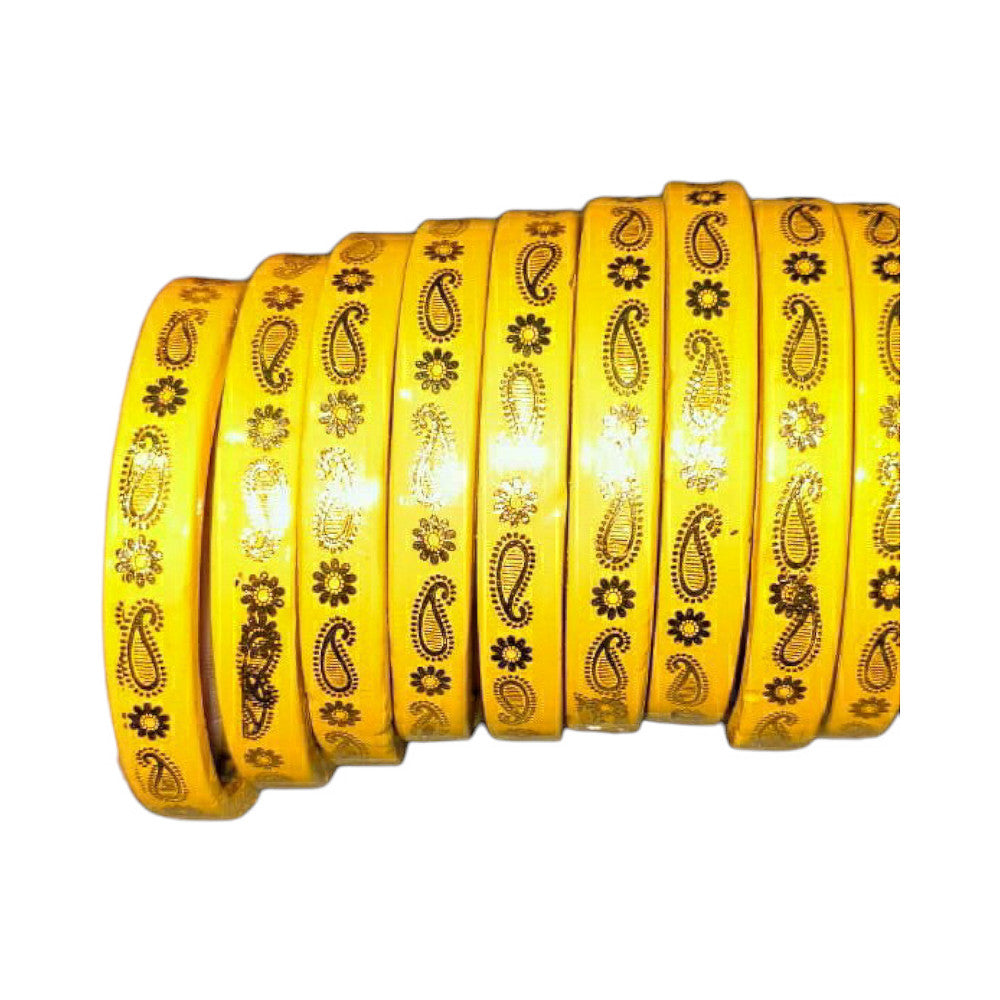 Muzaffarpur Fancy Pure Yellow Lac Bangles Set