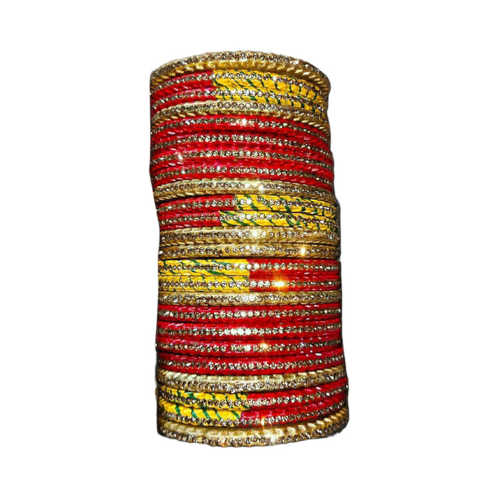 Muzaffarpur Fancy Yellow Red Lac Bangles Set