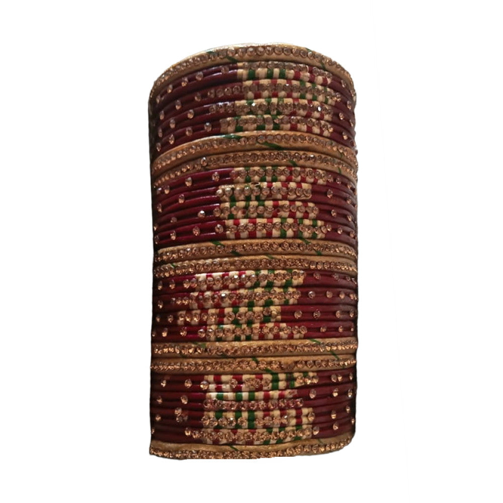 Muzaffarpur Red Set Lac Bangles With Beautiful Stone