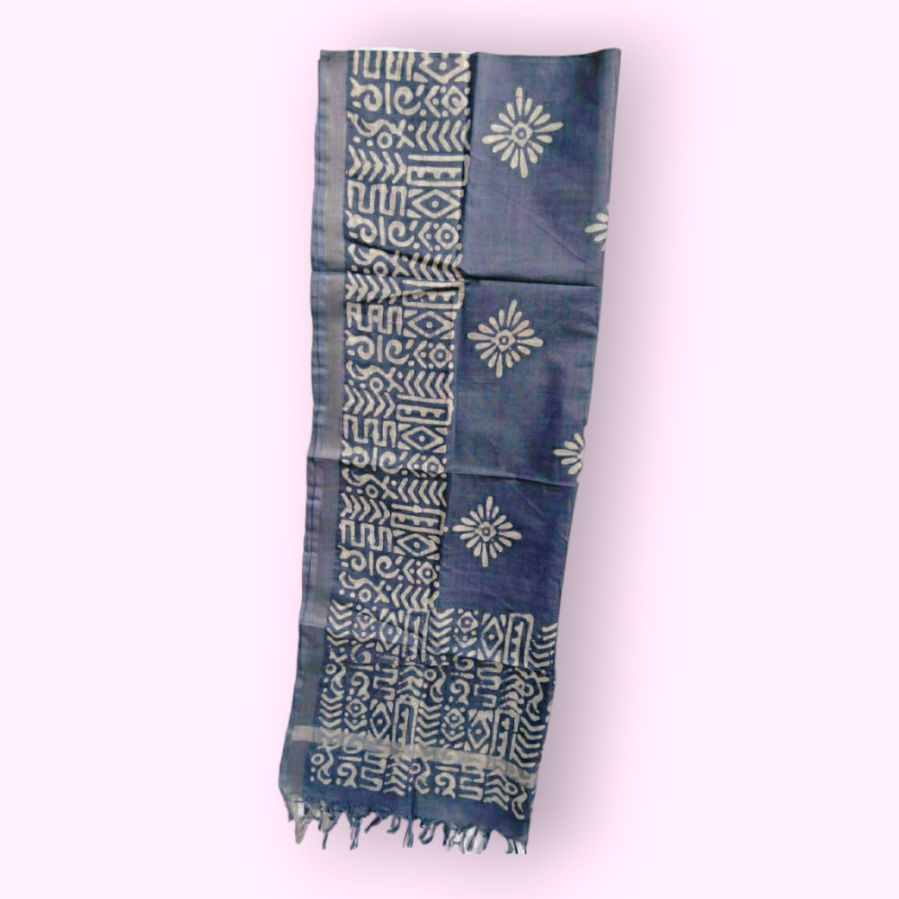 Nawada Handloom Printed Navy Blue Dopatta