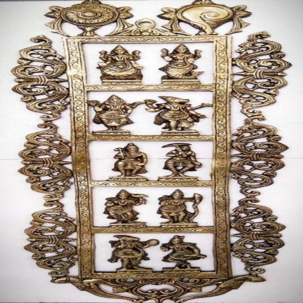 New Brass Dashavatar Wall Hanging Matte Finish