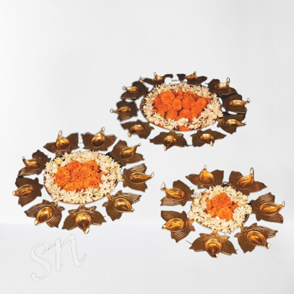 New Lotus Diya Urli (Golden/Multi) set of 3