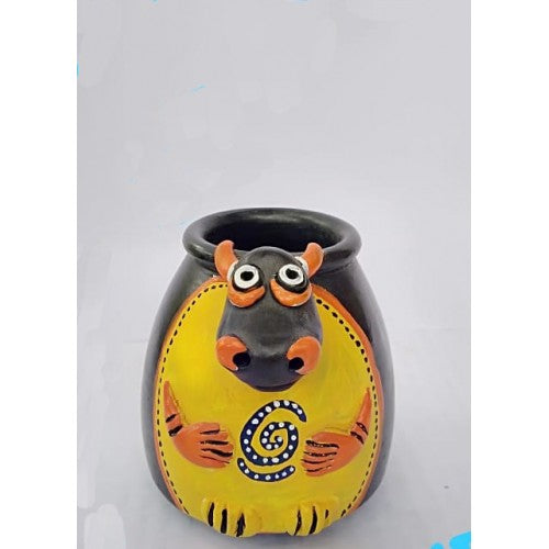 Handmade Beautiful Black Pottery of Nizamabad Buffalo Shape Pen Stand