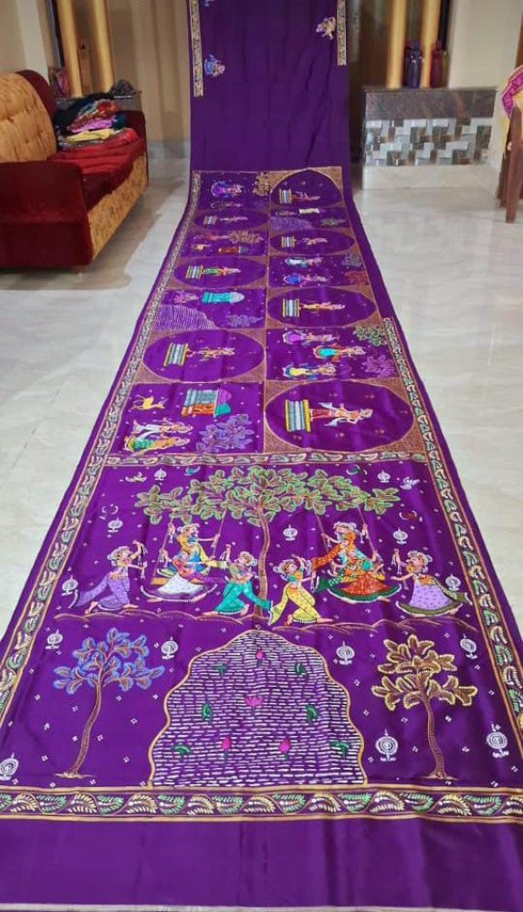 Odisha Pattachitra Purple Saree