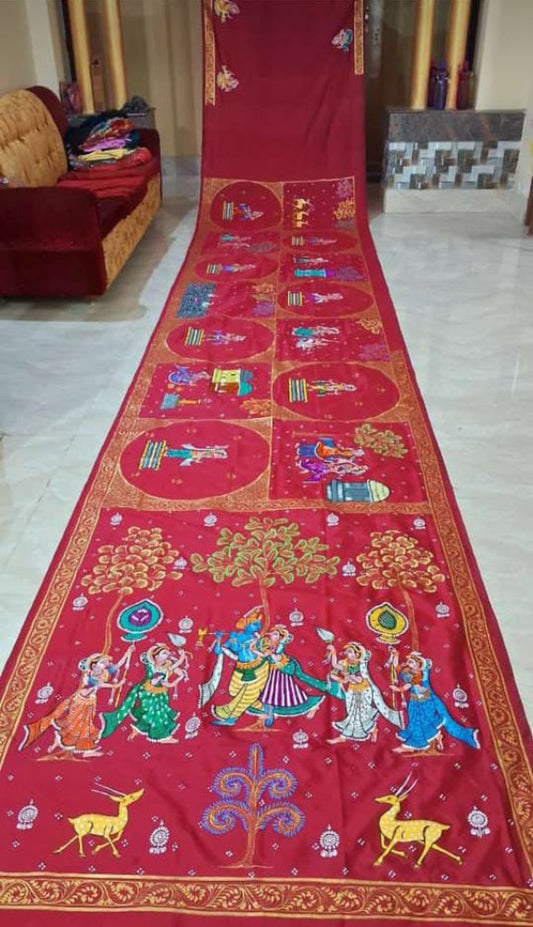 Odisha Pattachitra Red Saree