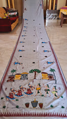 Odisha Pattachitra White Saree